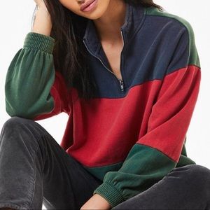 Trendy Color Block Quarter Zip